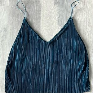 Blue/green teal turquoise silky fine pleated urban outfitters tank top